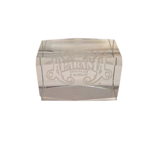 Alabama Fan Club Country Music Group Glass Paperweight Vintage Laser Etched - Picture 1 of 4